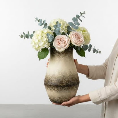 Rustic Ceramic Vase, 11 Inch Tall - color: Dark Brown, size: 11 inch