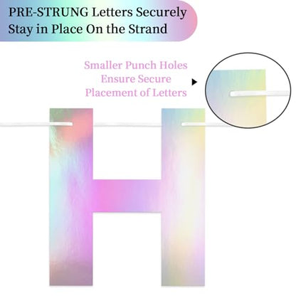 Pre-Strung Happy Birthday Banner - Iridescent Party Decorations - color: Iridescent