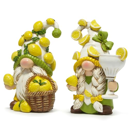 Hodao 2PCS Summer Lemon Gnomes, Lemon Decor for Kitchen, Home and Shelf - color: Yellow-1