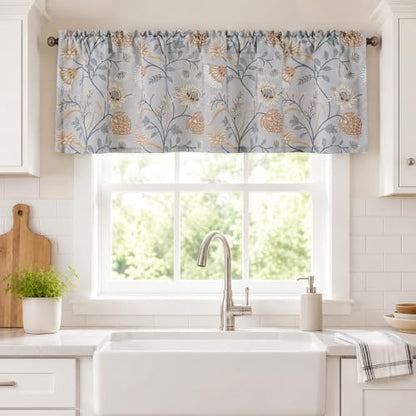 Leeva Linen Textured Kitchen Valances for Windows, 52 x 18, 1 Panel - color: *M11, size: 52"W x 18"L (Pack of 1)