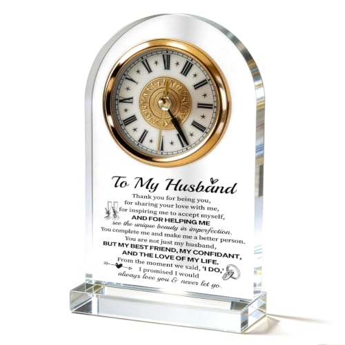 WKYAER Acrylic Clock for Husband, Gift for Husband, Family Desk Clock, Family Office Desktop Decor, Sentimental Gift for Husbands, 4.3 x 7.8 in - color: Husband 02