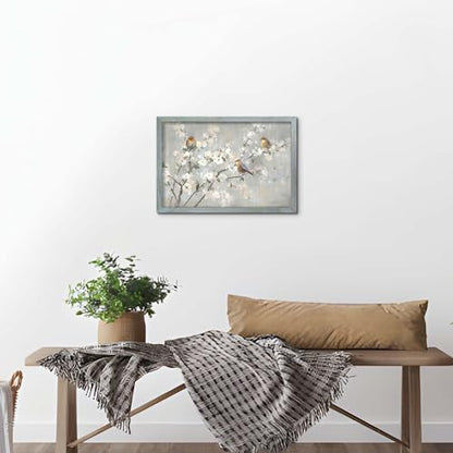 Impressionistic Birds on Blossom Branches Wall Art, 16"Lx11"W - color: Birds on Spring Blossom, size: 16"L x 11"W