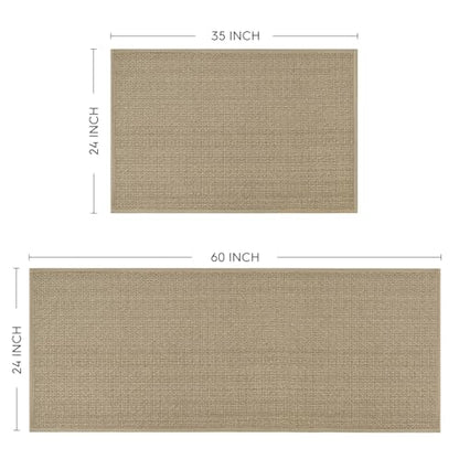 Artoid Mode Non-Slip Kitchen Rugs and Mats Set of 2-24x35 + 24x60 - color: Linen, size: 24" x 35" /24" x 60"
