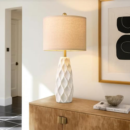 27.5" Ceramic Table Lamps for Living Room Bedroom Lamps Set of 2 Modern - color: White, size: Large - 27.5’‘
