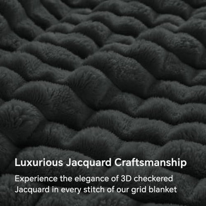 BEDELITE Charcoal Grey 3D Checked Fleece Twin Blanket for Couch, 60x80 Inch - color: Charcoal Grey, size: Twin(60"x80")
