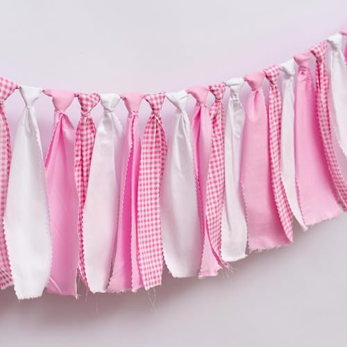 Pink and White Gingham Banner/Garland - color: Pink