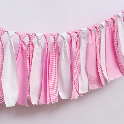 Pink and White Gingham Banner/Garland - color: Pink