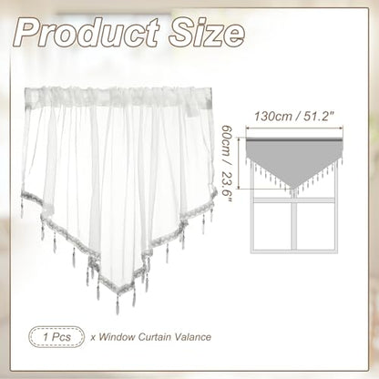 uxcell Window Valance, 51x24 Beaded Sheer Valance Curtains White - color: White