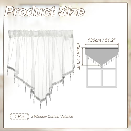 uxcell Window Valance, 51x24 Beaded Sheer Valance Curtains White - color: White