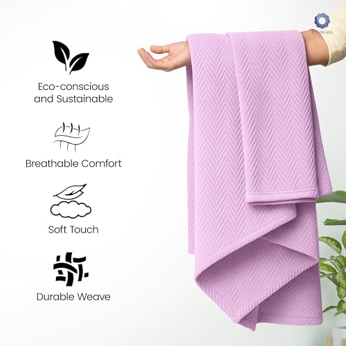 100% Extra-Long Staple Cotton Herringbone Multipurpose Blanket | Soft & Breathable, Lightweight All-Season Throw for Sofa/Couch/Bed | Machine Washable | (Herringbone - Lavender, King) - color: Herringbone - Lavender, size: King (U.S. Standard)