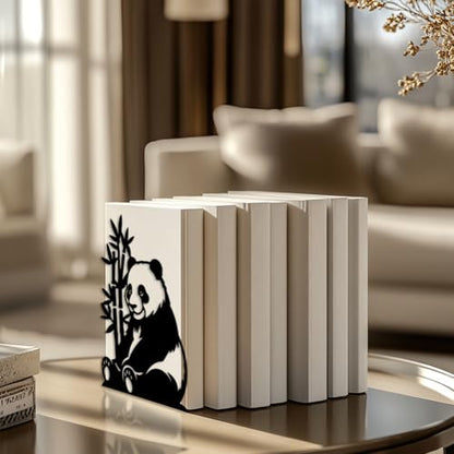 Peacoblue 5.3"x4.3"x7.5" Metal Bookends, Heavy Duty Book Ends for Shelves - style: Panda and Bamboo