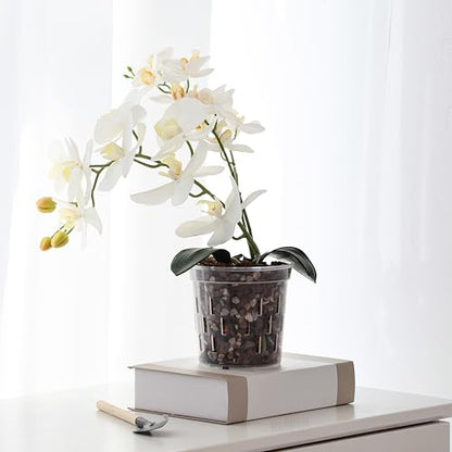 TRUEDAYS Orchid Pot with Saucers, 6 Pack 4 Inch Plant Pot with Drainage - size: 4Inch-6Pack with 6 Saucers