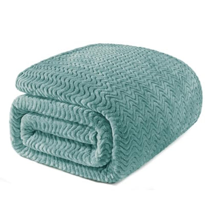 Exclusivo Mezcla Soft Fleece Blanket King Size for Bed, Sofa, Celadon - color: Celadon, size: King ( 90x104 IN )
