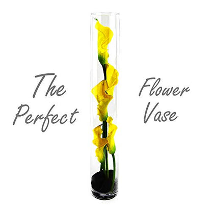 CYS Excel Clear Glass Cylinder Vase (H:28" D:4") | Multiple Size Choices Glass Flower Vase Centerpieces | Hurricane Floating Candle Holder Vase - size: H-28" D-4"