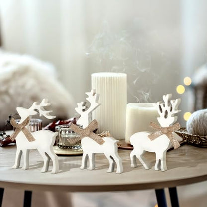 Redbaker 3 Pcs Wooden Reindeer Table Decor, Christmas Reindeer Figurines - style: Reindeer