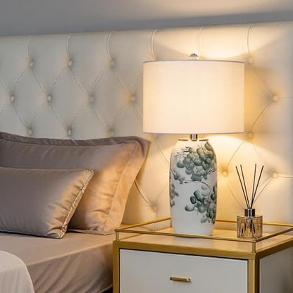 Hand-Painted Landscape Ceramic Table Lamp Oriental Desk Lamp - color: White