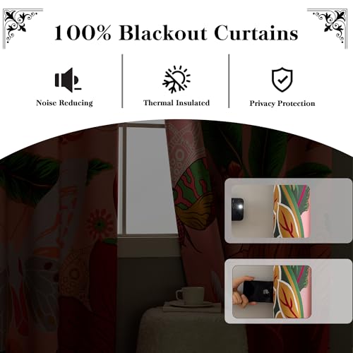 Tyrot Pink Coquette Floral Grommet Blackout Curtains, 52W x 63L, 2 Panels - color: Boho Rose, size: 52"W x 63"L (Pack of 2)