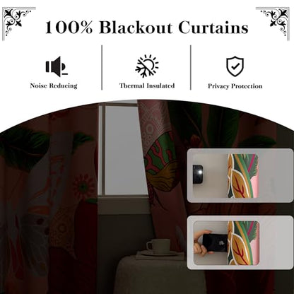 Tyrot Pink Coquette Floral Grommet Blackout Curtains, 52W x 63L, 2 Panels - color: Boho Rose, size: 52"W x 63"L (Pack of 2)