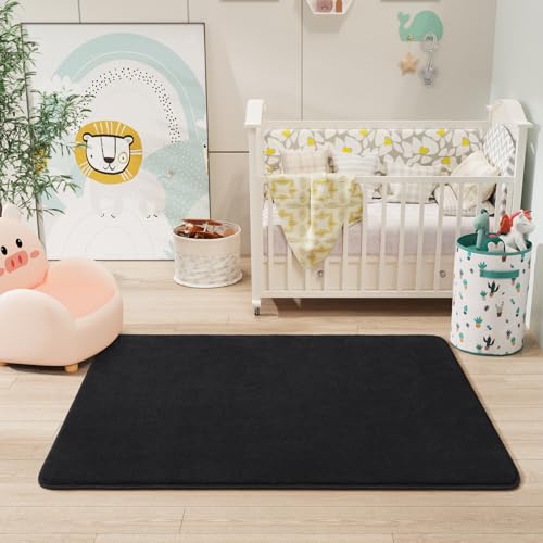 Amearea Modern Washable Runner Rugs, 2x4 Feet Black Bedroom Runner Rug - color: Black, size: 2' x 4' (Runner)