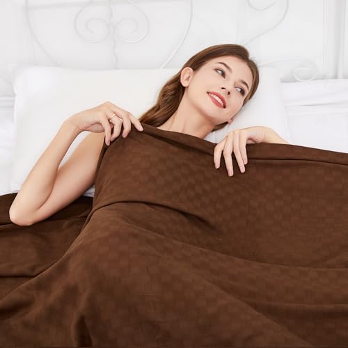AmyHomie Cooling Waffle Blanket Queen Size, 100% Rayon Derived from Bamboo - color: Mocha, size: Queen (90"x90")