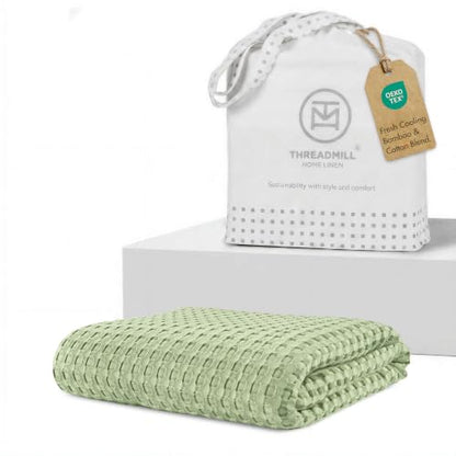 Threadmill Waffle Swaddle Blanket, Rayon Derived from Bamboo, Sage Green - color: Sage Green, size: Swaddle (41" x 37")