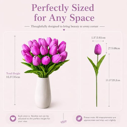 Mandy's 20 Stems Lavender Artificial Tulip Flowers for Home Centerpieces - color: Lavender