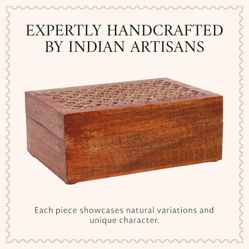 Mela Artisans Trellis Mango Wood Box - Medium Polish, 10.5x7.5 in - color: Medium Polish, size: Extra Large