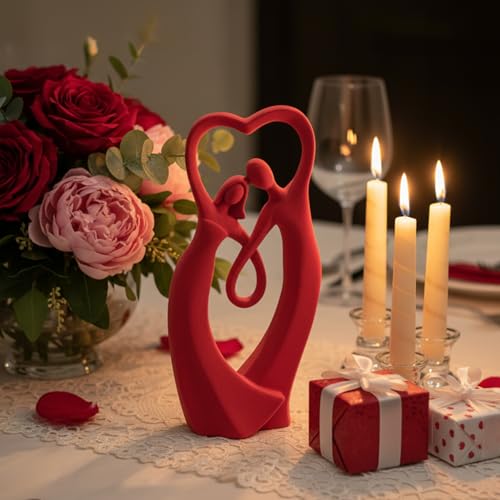 Couple Statue with Soft Flocked Finish, Red - color: Couple01-red