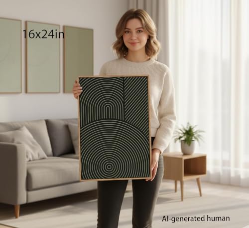 Framed-Large Texture Canvas Wall Art,Abstract Line Prints,16x24in - color: Abstract 2, size: 24L" x 16W"