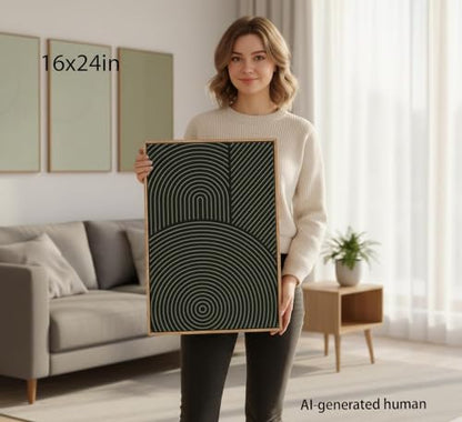 Framed-Large Texture Canvas Wall Art,Abstract Line Prints,16x24in - color: Abstract 2, size: 24L" x 16W"