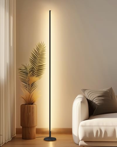 TACAHE Minimalist Corner Floor Lamp - 2700K-6500K Dimmable LED Light - color: Black