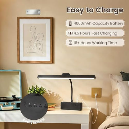 Picture Light for Wall, 15" Rechargeable Battery Operated LED Wall Sconce - color: Black, size: 2 Count (Pack of 1)