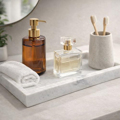 Natural White Marble Tray, 12" x 8", Rectangular - color: White, size: 8" x 12" x 1.5"