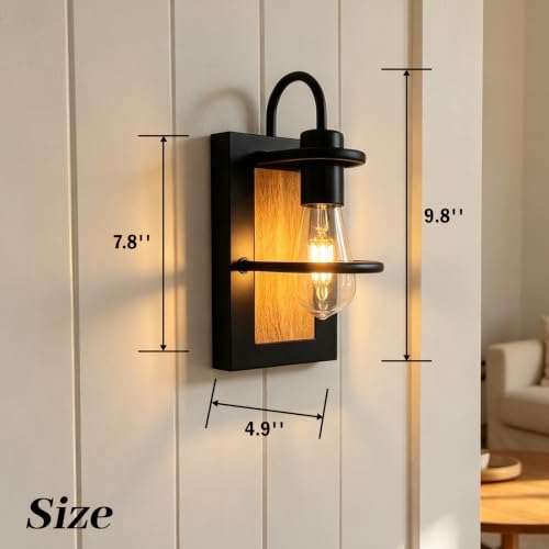 Farmhouse Wall Sconces Battery Operated Set Of 2, Rechargeable Wall Lights - color: Black Light Wood, size: 3 Color