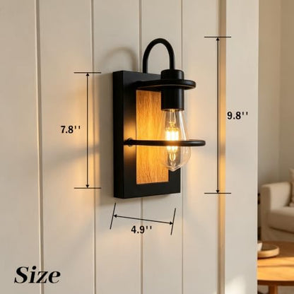 Farmhouse Wall Sconces Battery Operated Set Of 2, Rechargeable Wall Lights - color: Black Light Wood, size: 3 Color