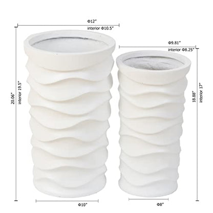 LuxenHome Tall Planters for Outdoor Plants, Set of 2 Garden Plant Pot White - color: White 2