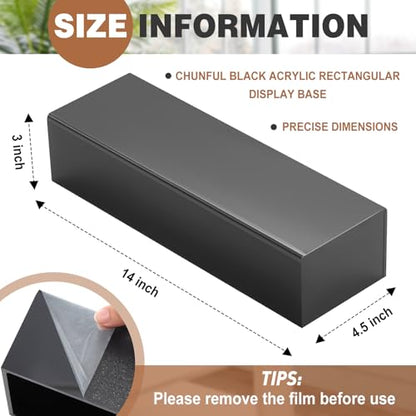Chunful Black Acrylic Display Box Riser, 14"L x 4.5"W x 3"H Pedestal Stand - size: 14" L X 4.5" W X 3" H