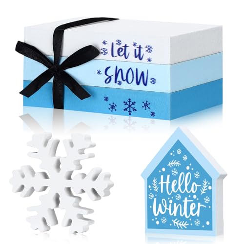 Blulu 5 Pcs Winter Snowflake Table Decorations, Winter Tiered Tray Decor - style: Snowflake