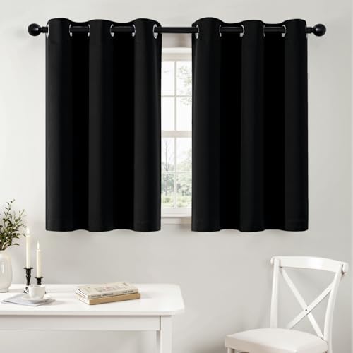 MIULEE Blackout Curtains for Bedroom 2 Panels 40 x 36 Inch Long Black - color: Black, size: 40"W x 36"L (Pack of 2)