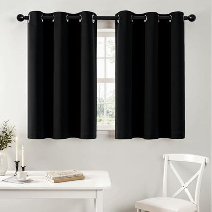 MIULEE Blackout Curtains for Bedroom 2 Panels 40 x 36 Inch Long Black - color: Black, size: 40"W x 36"L (Pack of 2)