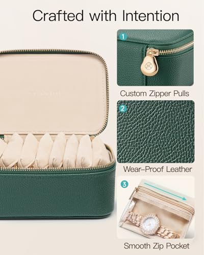 VLANDO Jewelry Travel Case with Clear 8 Velvet Bags,Green - color: 8PCS-Green