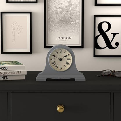 JONES CLOCKS® Speakeasy Small Mantel Clock | Classic Napoleon’s hat Design | French Navy | Roman Numerals | Traditional Style for Desk, Table, Shelf or Bedside - color: French Navy