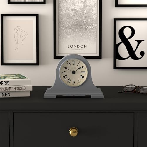 JONES CLOCKS® Speakeasy Small Mantel Clock | Classic Napoleon’s hat Design | French Navy | Roman Numerals | Traditional Style for Desk, Table, Shelf or Bedside - color: French Navy