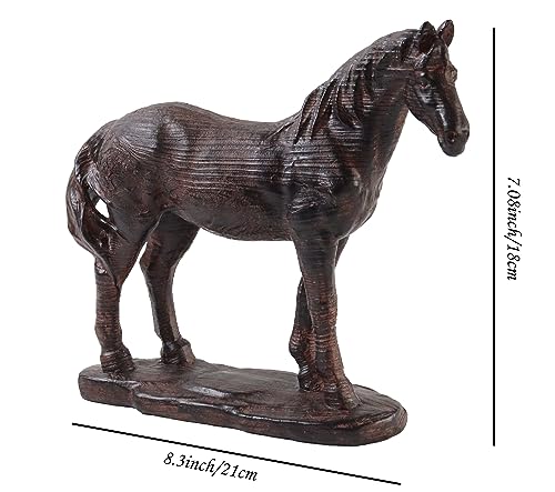 Hymmah Hourse Statue Home Decor Rustic Home Decorations for Living Room, Boho Sculpture Resin Animal Collectible Figurines for Indoor Decor - style: brown hourse