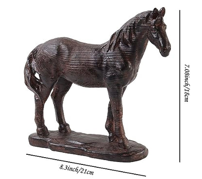 Hymmah Hourse Statue Home Decor Rustic Home Decorations for Living Room, Boho Sculpture Resin Animal Collectible Figurines for Indoor Decor - style: brown hourse