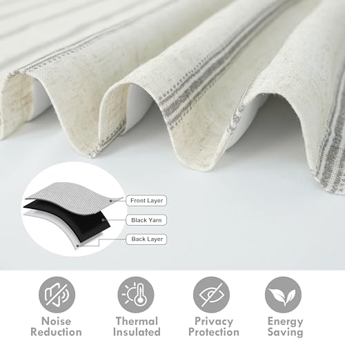 DriftAway Farmhouse Double Layer Linen Blackout Tie Up Curtains Thermal Insulated Vertical Striped Fully Lined Balloon Roman Shade Bathroom Window Adjustable Rod Pocket 25 Inch by 47 Inch Gray - color: Grey, size: 25"W x 47"L (Pack of 1)
