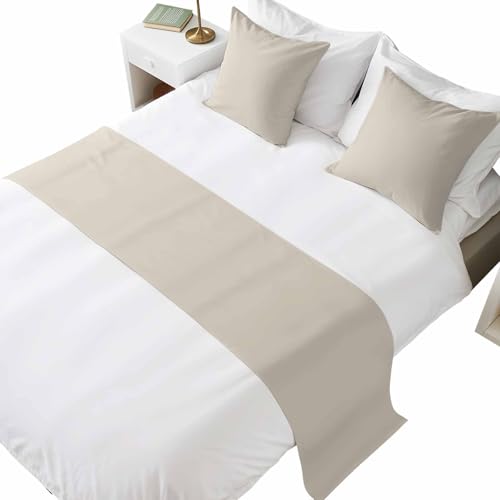 Bed Runner for Cal. King Size Bed, Ivory White Decorative Beds Runners and 2 Matching Pillow Covers Set, Modern Pure Ivory White Beds Scarf Throw for Foot of Bedding Set for Hotel/Bedroom - color: White Swan, size: 102 x 20 Inch