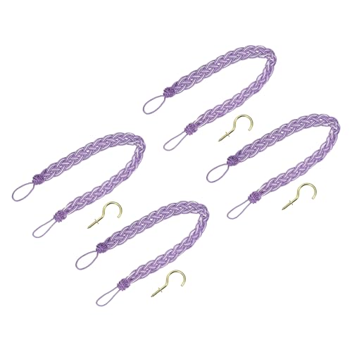 uxcell 4Pcs Curtain Tiebacks, 58cm/23 Braided Drapery Holdback Holder Decorative Rope Tie Back, Dark Purple/Mixed Silver - color: Dark Purple