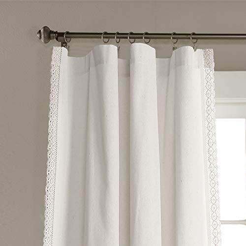 Lush Decor Rosalie Light Filtering Window Curtain Panel Set- Pair- Vintage Farmhouse & French Country Style Curtains - Timeless Dreamy Drape - Romantic Lace Trim - 54" W x 84" L, White - color: White, size: 54"W x 84"L (Pack of 2), style: Window Panel