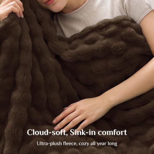 BEDELITE Chocolate Brown 3D Fleece Bubble Twin Blanket for Bed, 60x80 Inch - color: Chocolate Brown, size: Twin(60"x80")
